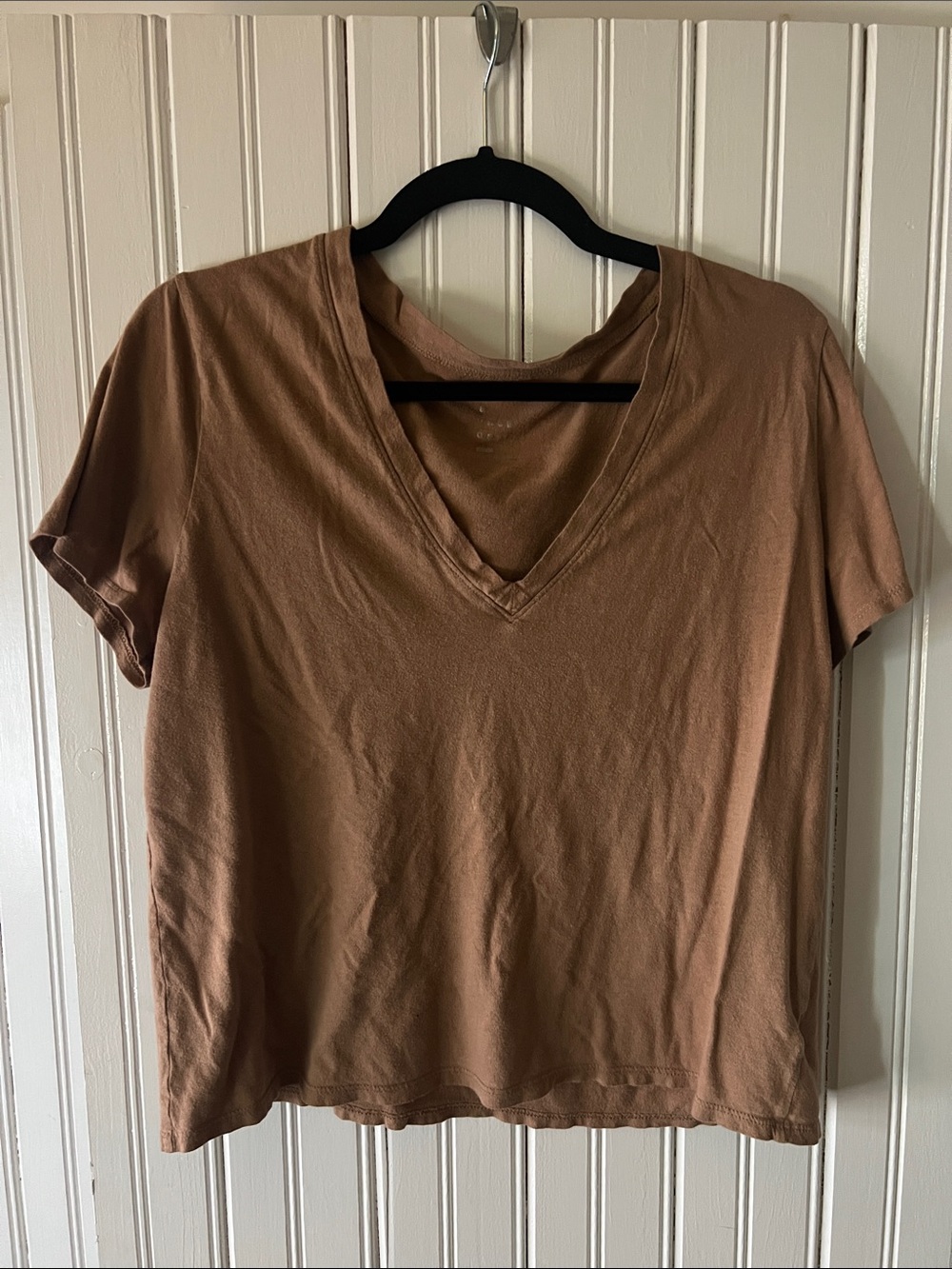 a new day V-Neck Short Sleeve Top in Brown